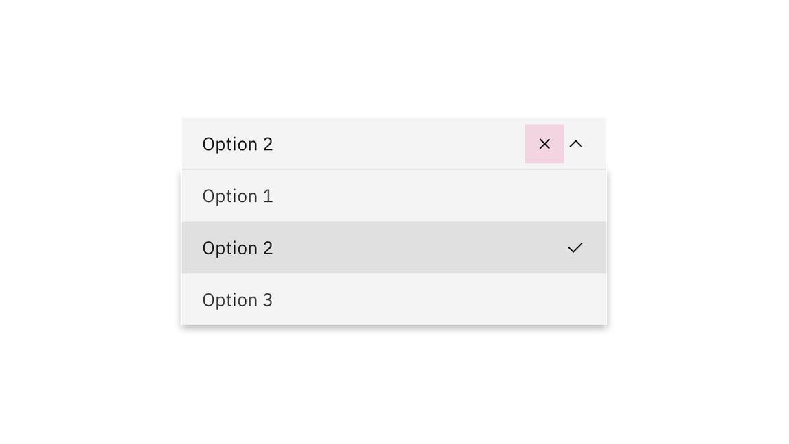 Combo box and filterable dropdown clear click target.